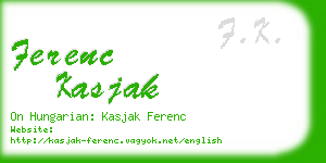 ferenc kasjak business card